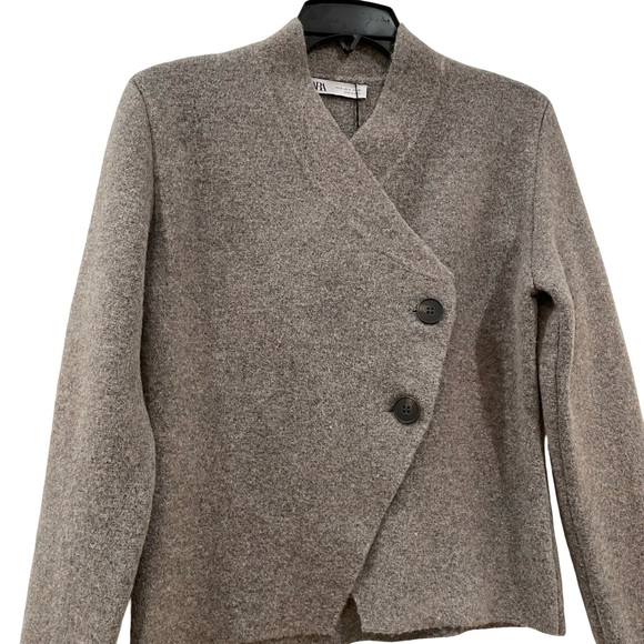 Zara, Taupe/Gray Two Button Cardigan Sweater, Size M - Picture 2 of 7